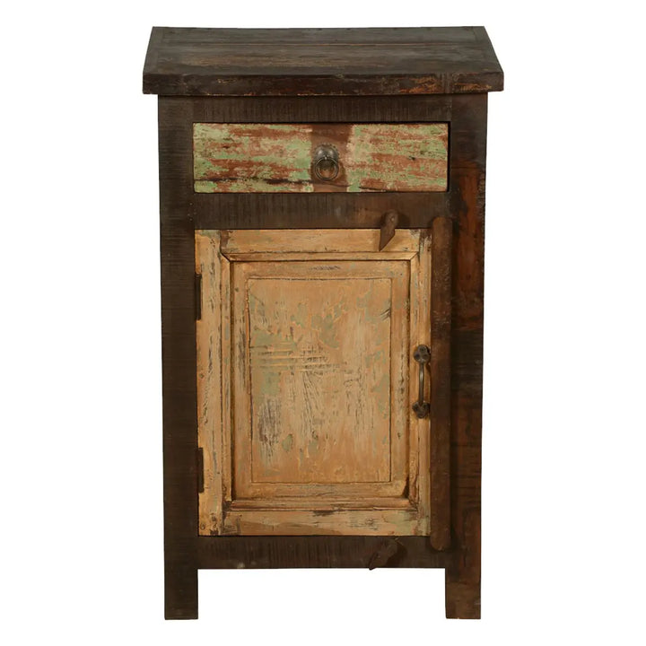 Translation missing: en.Mango Wood Yunnan One Door and One Drawer Bedside Storage Table for Bedroom | Dark Brown Finish 