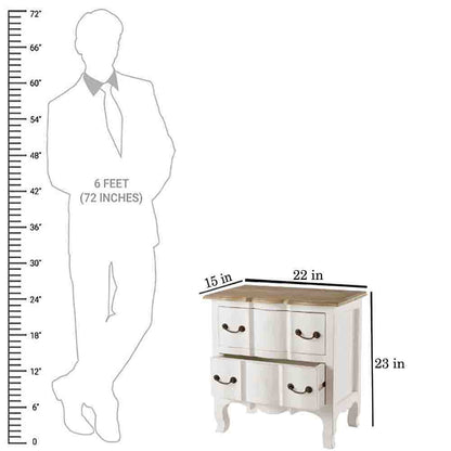 Mango Wood Lidice Two Drawer Selves Bedside Storage Table for Bedroom | White Finish