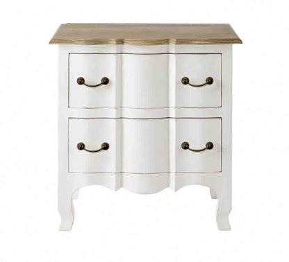 Mango Wood Lidice Two Drawer Selves Bedside Storage Table for Bedroom | White Finish