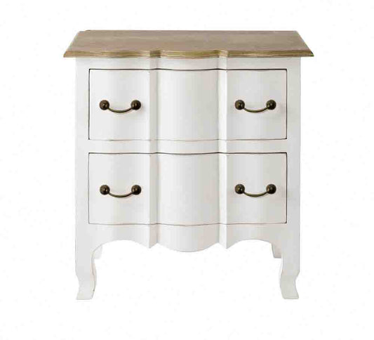 Mango Wood Lidice Two Drawer Selves Bedside Storage Table for Bedroom | White Finish