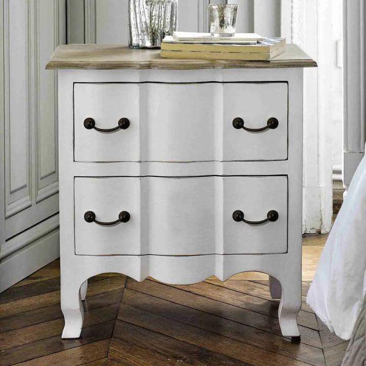 Translation missing: en.Mango Wood Lidice Two Drawer Selves Bedside Storage Table for Bedroom | White Finish 