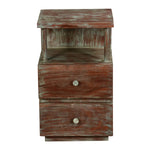Mango Wood Taleex Two Drewer Selves Bedside Storage Table for Bedroom | Mohogany Finish 