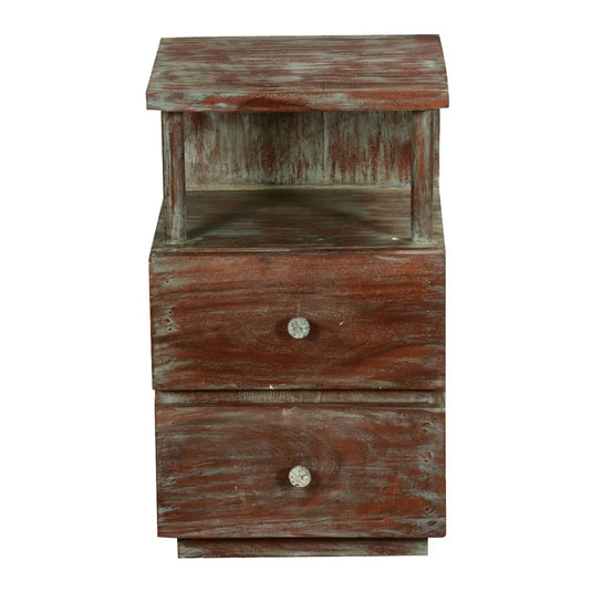 Translation missing: en.Mango Wood Taleex Two Drewer Selves Bedside Storage Table for Bedroom | Mohogany Finish 