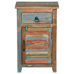 Mango Wood Colgula One Door and One Drewer Selves Bedside Storage Table for Bedroom | Brown Finish 