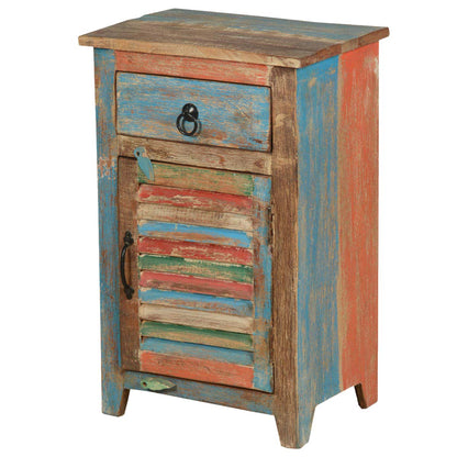 Mango Wood Colgula One Door and One Drewer Selves Bedside Storage Table for Bedroom | Brown Finish