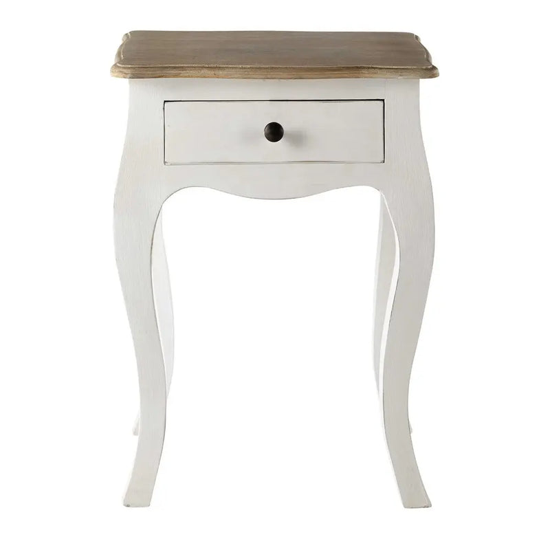 Mango Wood Baiyer One Drawer Selves Bedside Storage Table for Bedroom | White Finish 