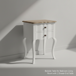Mango Wood Tinto Stylish Bedside Table for Bedroom Living Room with 2 Drawer End Table 