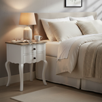Mango Wood Tinto Stylish Bedside Table for Bedroom Living Room with 2 Drawer End Table 