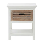 Mango Wood Bulolo One Drawer Selves Bedside Storage Table for Bedroom | White Finish 