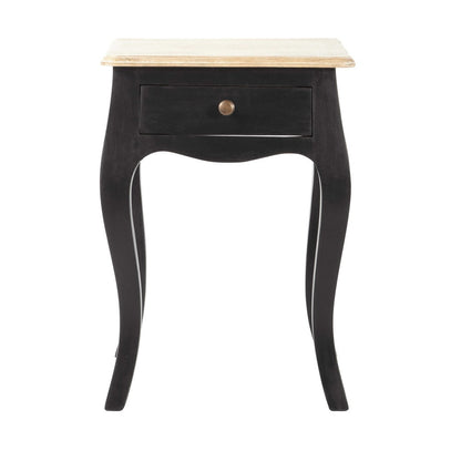 Mango Wood Cusco One Drawer Selves Bedside Storage Table for Bedroom | Dark Brown Finish
