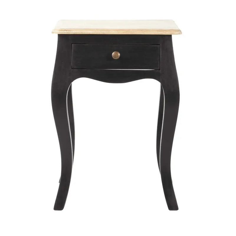 Mango Wood Cusco One Drawer Selves Bedside Storage Table for Bedroom | Dark Brown Finish 