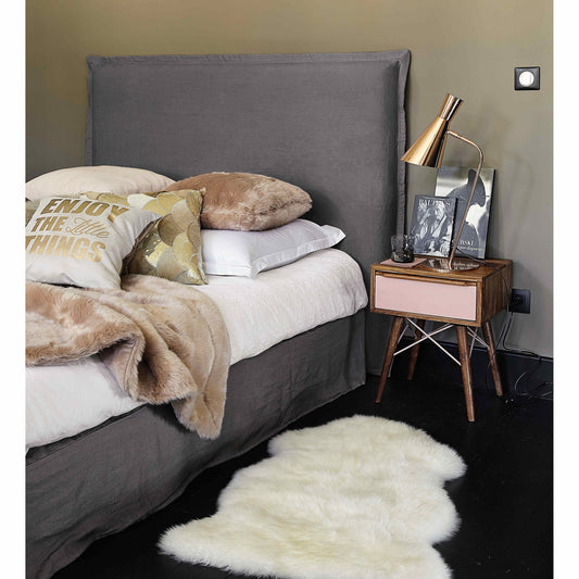 Sheesham Wood Huacho One Drawer Selves Bedside Storage Table for Bedroom | Brown Finish