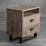 Mango Wood Alba Stylish Bedside Table for Bedroom Living Room with 2 Drawer End Table 