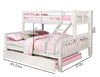 Ashmo White Twin Over Queen Bunk Bed with Trundle
