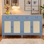 Cabinet with Cane Front – 4 Drawers, 2 Shelves | Mango Wood Storage Organizer, Rustic Durable Stylish Wooden Furniture, Compact Home Decor Solution  Cabinets & Storage