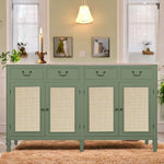 Cabinet with Cane Front – 4 Drawers, 2 Shelves | Mango Wood Storage Organizer, Rustic Durable Stylish Wooden Furniture, Compact Home Decor Solution  Cabinets & Storage