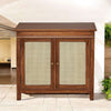 2 Door Cabinet with Wicker Front 2 Shelves | Mango Wood Storage Organizer