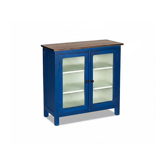 Translation missing: en.2 Door Cabinet with Wicker Front 2 Shelves | Mango Wood Storage Organizer | Rustic Durable Stylish Wooden Furniture | Compact Design Home Decor 