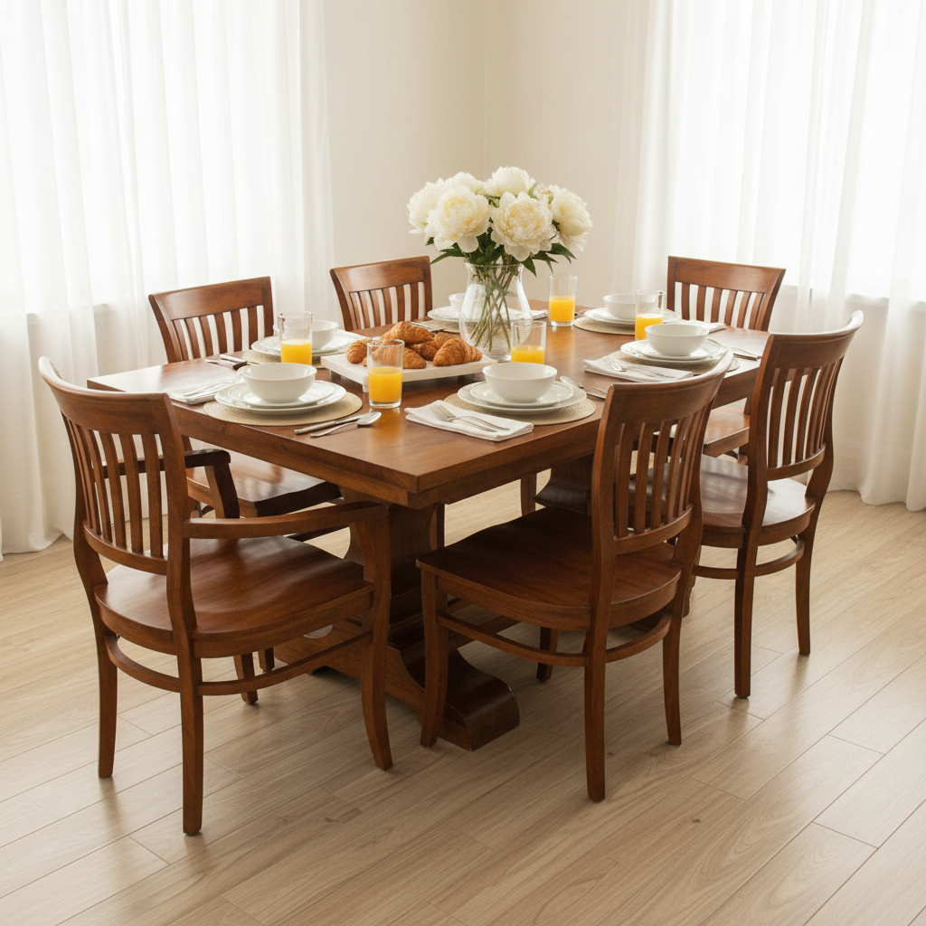 Sheesham Wood Honolulu 6 Seater Dining Table Set for Home | Dining Furniture | Brown Finish 
