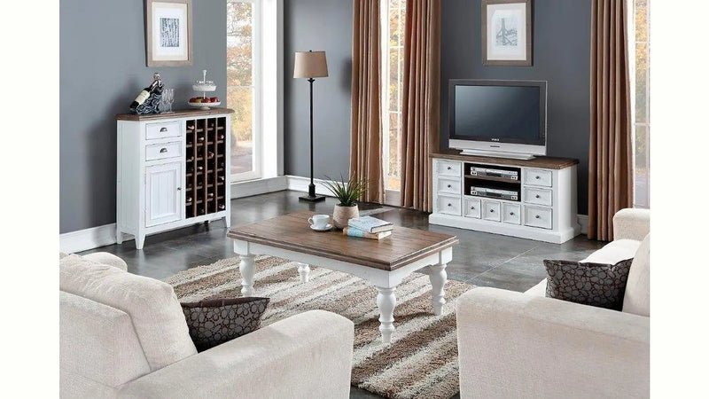 Solid Wood Biloku Stylish Coffee Table for Living Room | Center Table for Home | Brown White Finish 