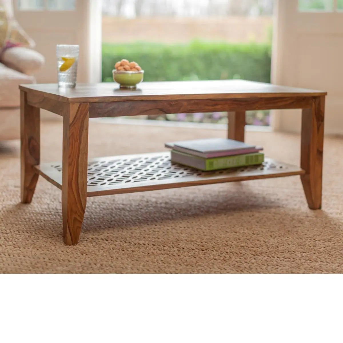 Sheesham Wood Durque Stylish Coffee Table for Living Room | Center Table for Home | Brown Finish 