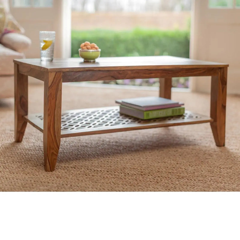 Sheesham Wood Durque Stylish Coffee Table for Living Room | Center Table for Home | Brown Finish 