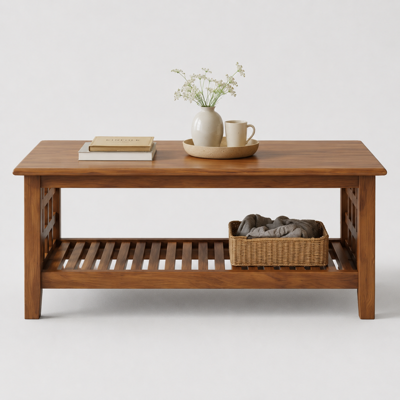 Solid Sheesham Wood Coffee Table in Dark Brown Finish 