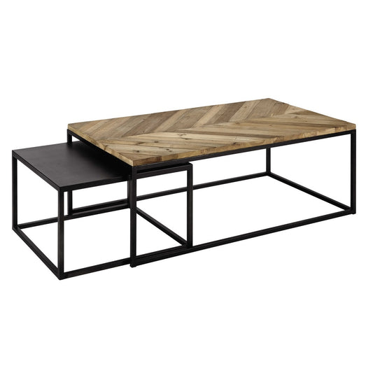Mango Wood Diego Stylish Coffee Table for Living Room | Center Table for Home | Brown & Black Finish