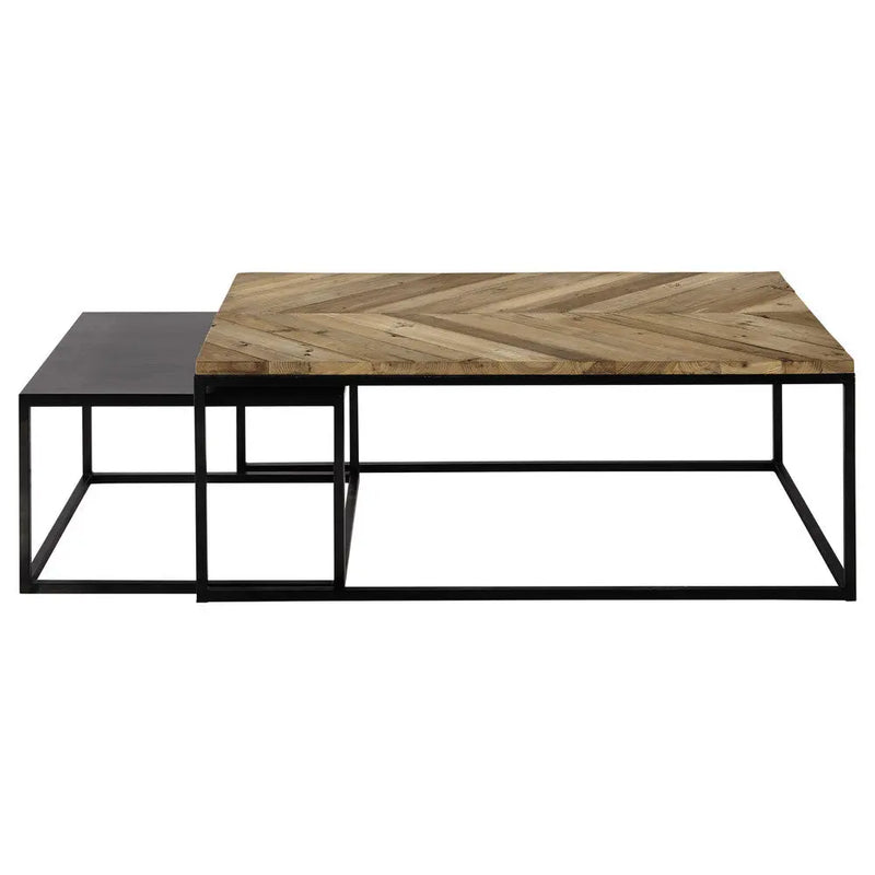 Mango Wood Diego Stylish Coffee Table for Living Room | Center Table for Home | Brown & Black Finish 