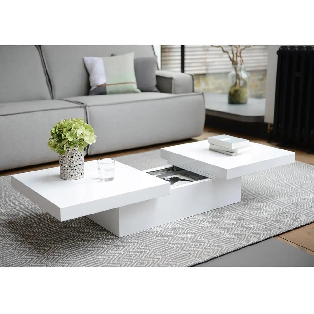 Mango Wood Coral Stylish Coffee Table for Living Room | Center Table for Home | White Finish 