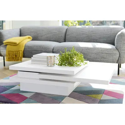 Mango Wood Emmaus Stylish Coffee Table for Living Room | Center Table for Home | White Finish 