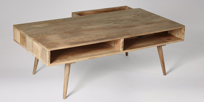 Mango Wood Calgua Stylish Coffee Table for Living Room | Center Table for Home | Brown Finish