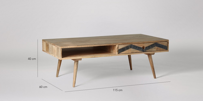 Mango Wood Calgua Stylish Coffee Table for Living Room | Center Table for Home | Brown Finish