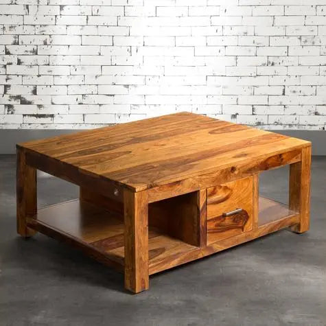 Translation missing: en.Sheesham Wood Guachara One Drawer Storage Coffee Table for Living Room 