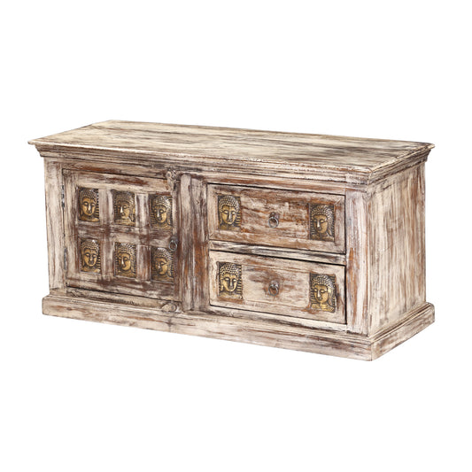 Mango Wood Maripa Stylish Coffee Table with 2 Drawer & 1 Door for Living Room | Center Table for Home | Brown Finish