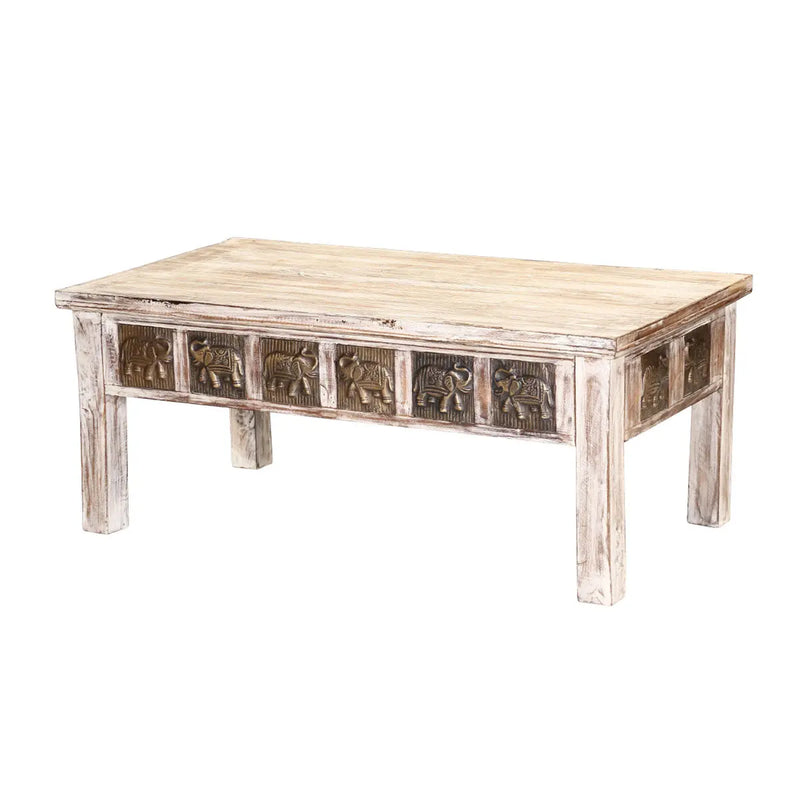 Mango Wood Roarima Stylish Coffee Table for Living Room | Center Table for Home | Brown Finish 