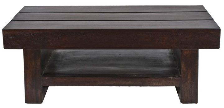 Translation missing: en.Solid Sheesham Wood Coffee Table in Teak Finish | Rustic Plank-Top Center Table with Bottom Storage Shelf for Living Room &amp; Office Lounge | Heavy Duty Wooden Tea Table 