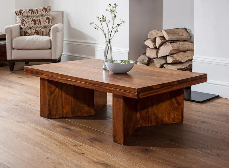 Sheesham Wood Galena Stylish Coffee Table for Living Room | Center Table for Home | Brown Finish 