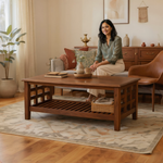 Solid Sheesham Wood Coffee Table in Dark Brown Finish 
