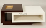 Solid Wood Coffee Table (Finish Color - White & Black, Pre-assembled) 