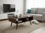 Rectangular Coffee Table with Storage | Stylish Center Table in Provincial Teak Finish for Living Room and Home Décor 
