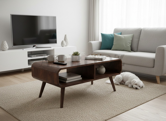 Rectangular Coffee Table with Storage | Stylish Center Table in Provincial Teak Finish for Living Room and Home Décor 
