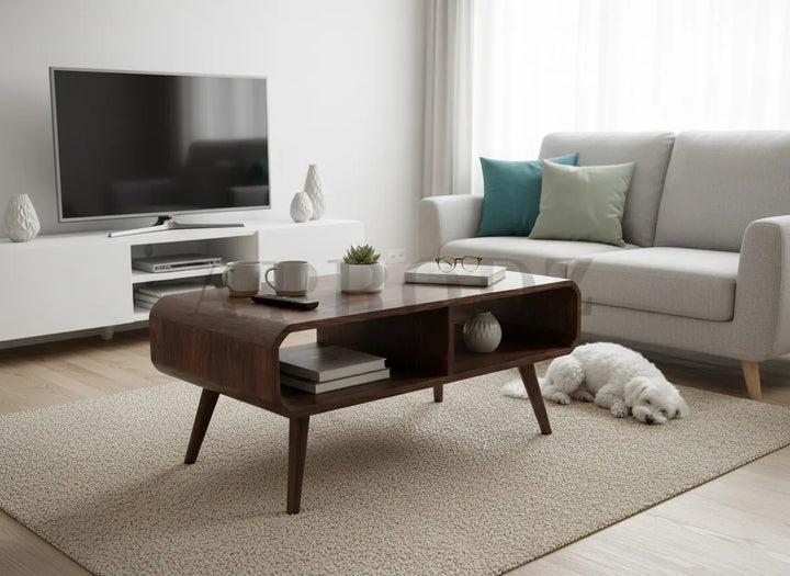 Translation missing: en.Rectangular Coffee Table with Storage | Stylish Center Table in Provincial Teak Finish for Living Room and Home Décor 