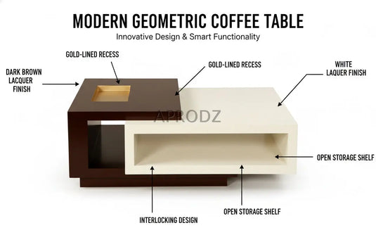 Translation missing: en.Solid Wood Coffee Table (Finish Color - White &amp; Black, Pre-assembled) 