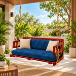 Wooden Platform Reversible Swing (Jhula) with Cushions and Chains 