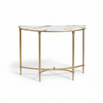 Luxury Console Table with Ceramic Marble Top & Gold Metal Legs, Narrow Entryway Display Table for Hallway, Foyer, Living Room and Behind Sofa 