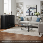 Mango Wood Peetz Royal Bar Cabinet – Stylish Home Bar Furniture with Wine Glass Storage & Shelves for Living Room, Dining & Lounge 