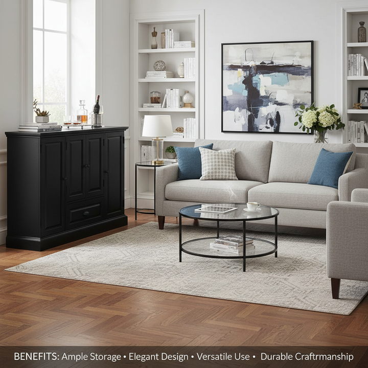 Translation missing: en.Mango Wood Peetz Royal Bar Cabinet – Stylish Home Bar Furniture with Wine Glass Storage &amp; Shelves for Living Room, Dining &amp; Lounge 