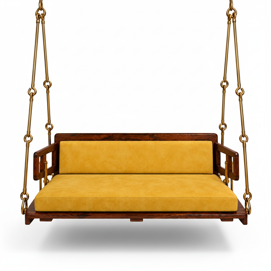 Translation missing: en.Wooden Platform Reversible Swing (Jhula) with Cushions and Chains 