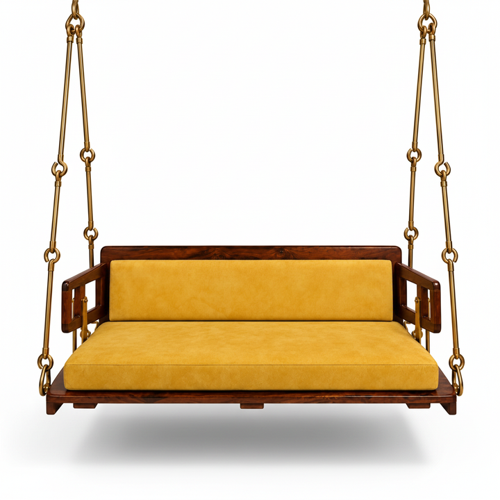 Translation missing: en.Wooden Platform Reversible Swing (Jhula) with Cushions and Chains 